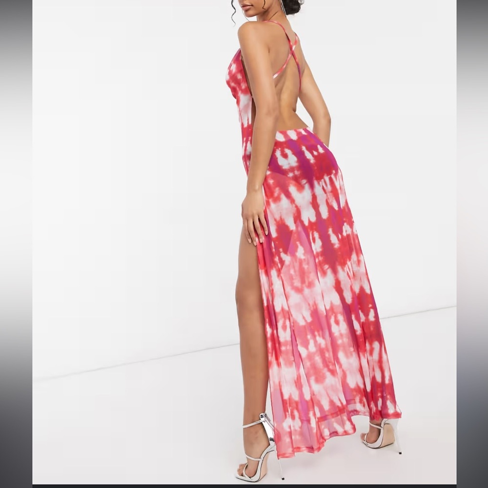 JADED London Mesh Cami Pink Tie Dye Maxi Dress Size XS